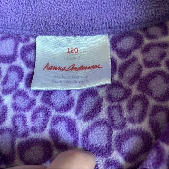 Hanna Andersson Purple Leopard Cheetah Quarter Zip Fleece - Picture 2 of 9